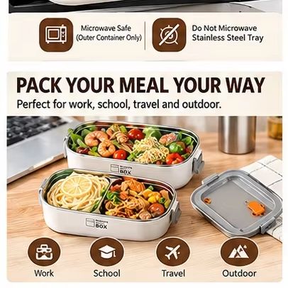 Double Layer 304 Stainless Ste - đánh giá và giá Bento Box