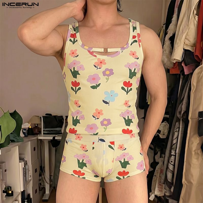 INCERUN Men's Sets Flower Prin - đánh giá và giá Matcha
