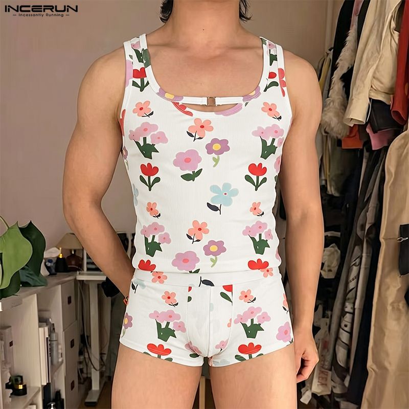 INCERUN Men's Sets Flower Prin - đánh giá và giá Matcha