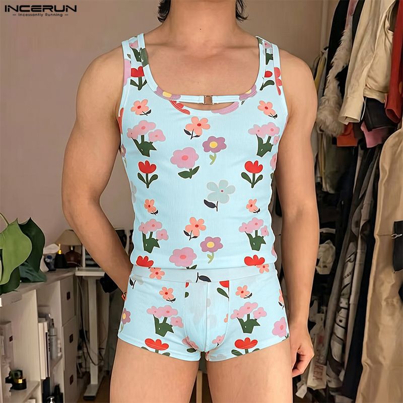 INCERUN Men's Sets Flower Prin - đánh giá và giá Matcha